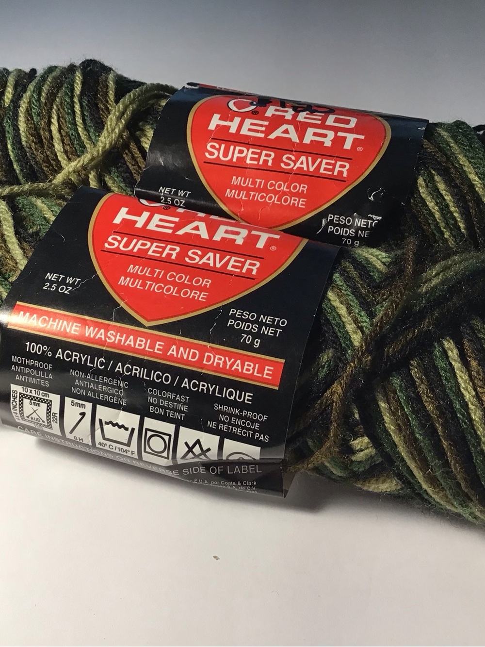 Red Heart Super Saver - 2 Skeins Camouflage 2.5oz Each